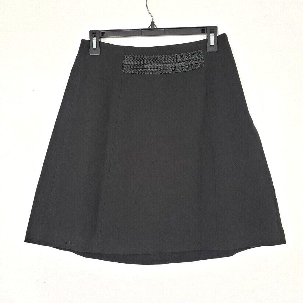 Tahari ASL Black Skirt Women's Size 2 A Line Above Knee Embellished Trim Career‎